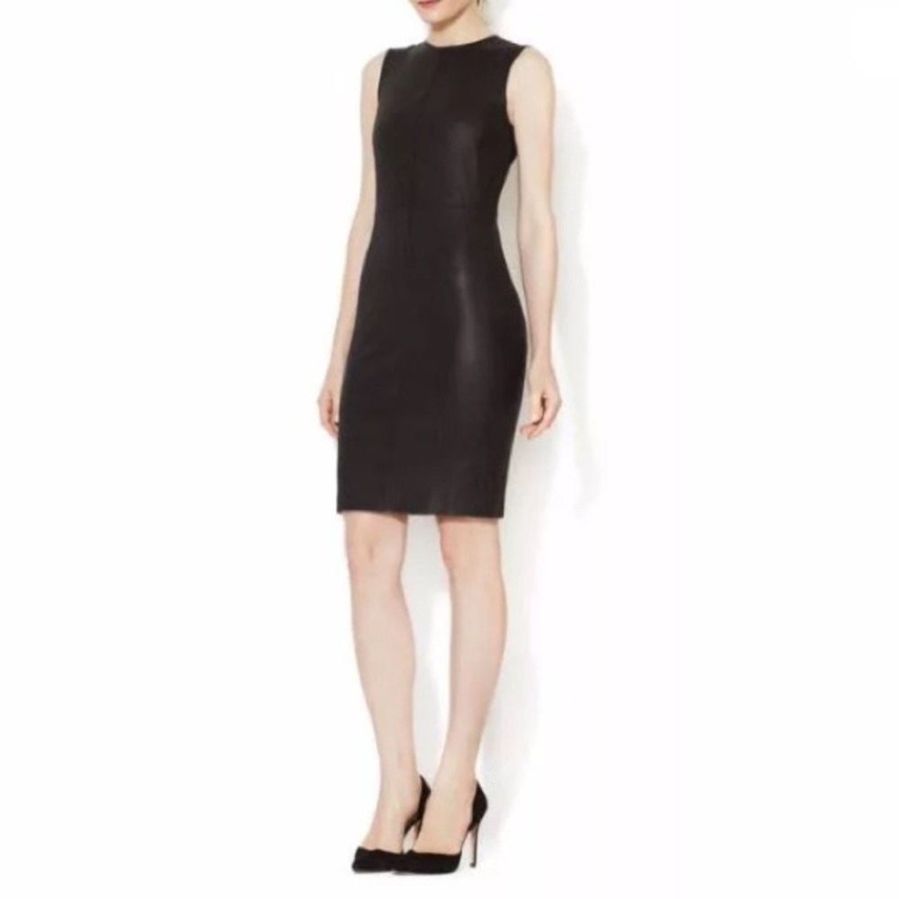 Vince Black Stretch Leather Sheath Dress Worn 1x